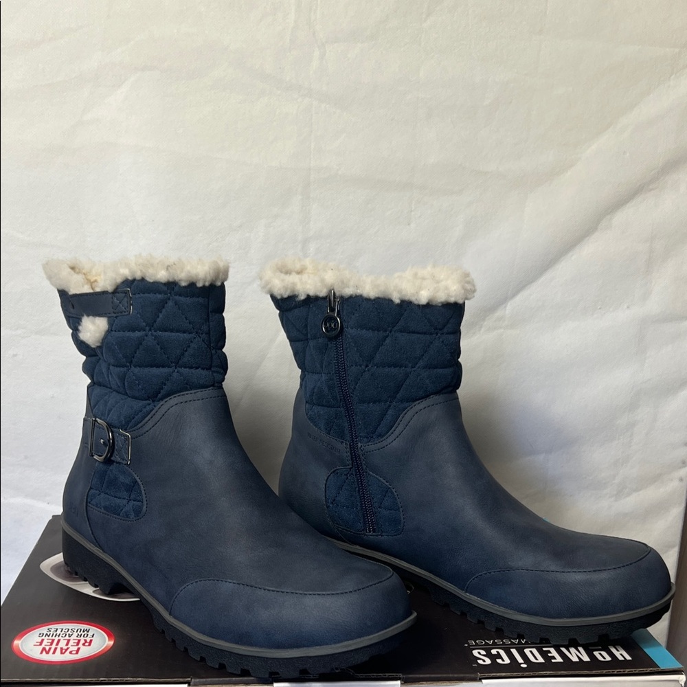 JBU Navy Quilted Ankle Boots